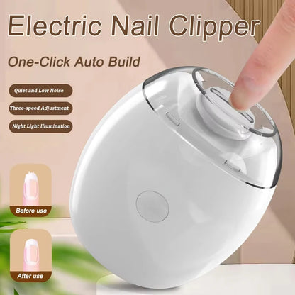 2 IN 1 Electric Nail Clipper Cutter With LED Light Automatic Nail