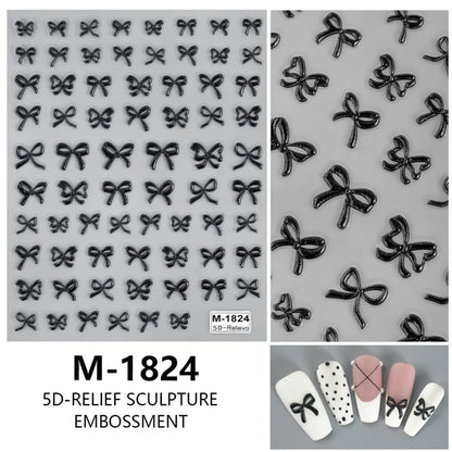 5D Nail Art Stickers Love Hearts Stars French Nail Art Design