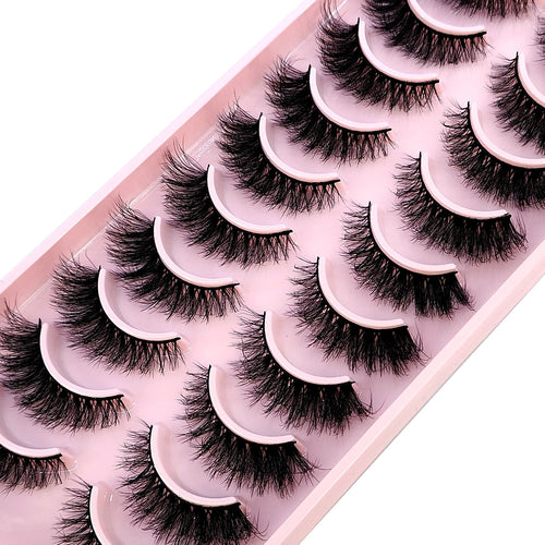 10 Pairs Faux Mink Eyelashes Handmade False Eyelashes Natural Nude