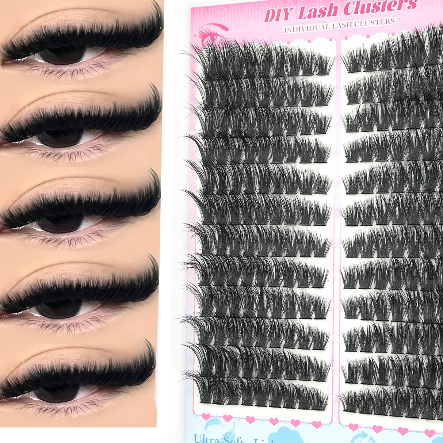False Eyelashes Natural Wispy Individual Cluster Lashes Easy to Apply