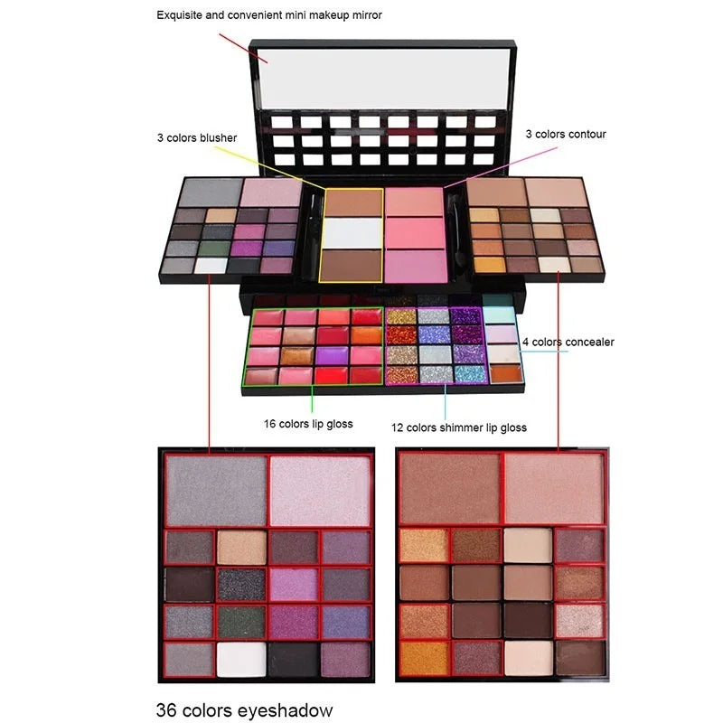40/74/78 Colors Glitter Eyeshadow Palette Matte Waterproof Long