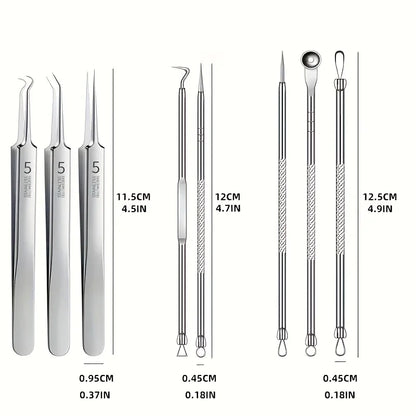 8-Piece Blackhead Remover Kit – Stainless Steel Blemish & Acne