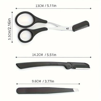 3pcs Set Eyebrow Kit For Women And Men Stainless Steel Eyebrow