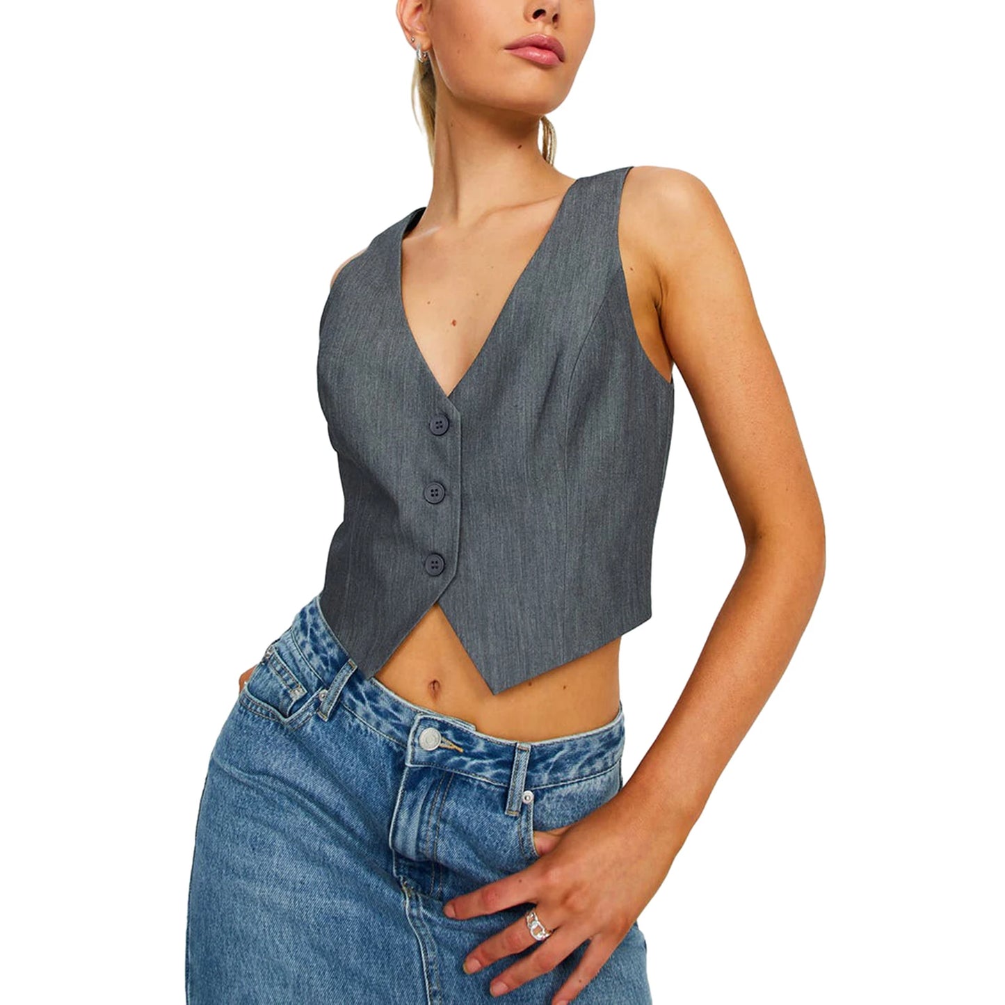Ellie V-Neck Button Up Vest