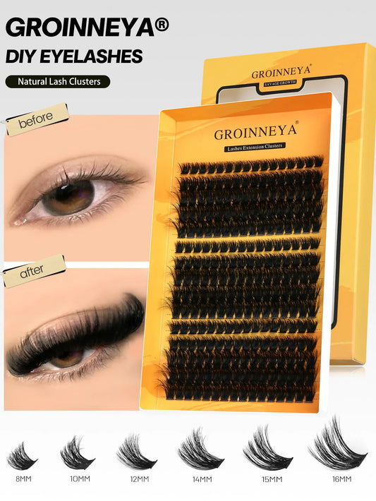 GROINNEYA Cluster Lashes DIY Eyelash Extension C Curl Long Individual