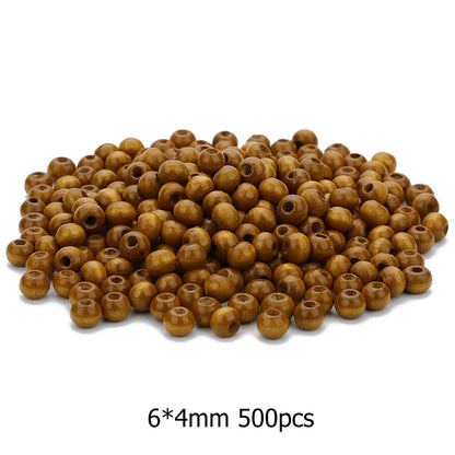 100-300pcs/string 5mm Round Natural Wood Spacer Beads, Wooden Prayer Beads for DIY Necklaces Bracelets, Jewelry Making Supplies