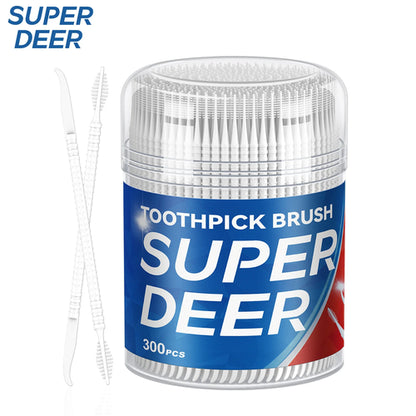 300 PCs Boxed Toothpick Brush Plastic Toothpick Disposable Household
