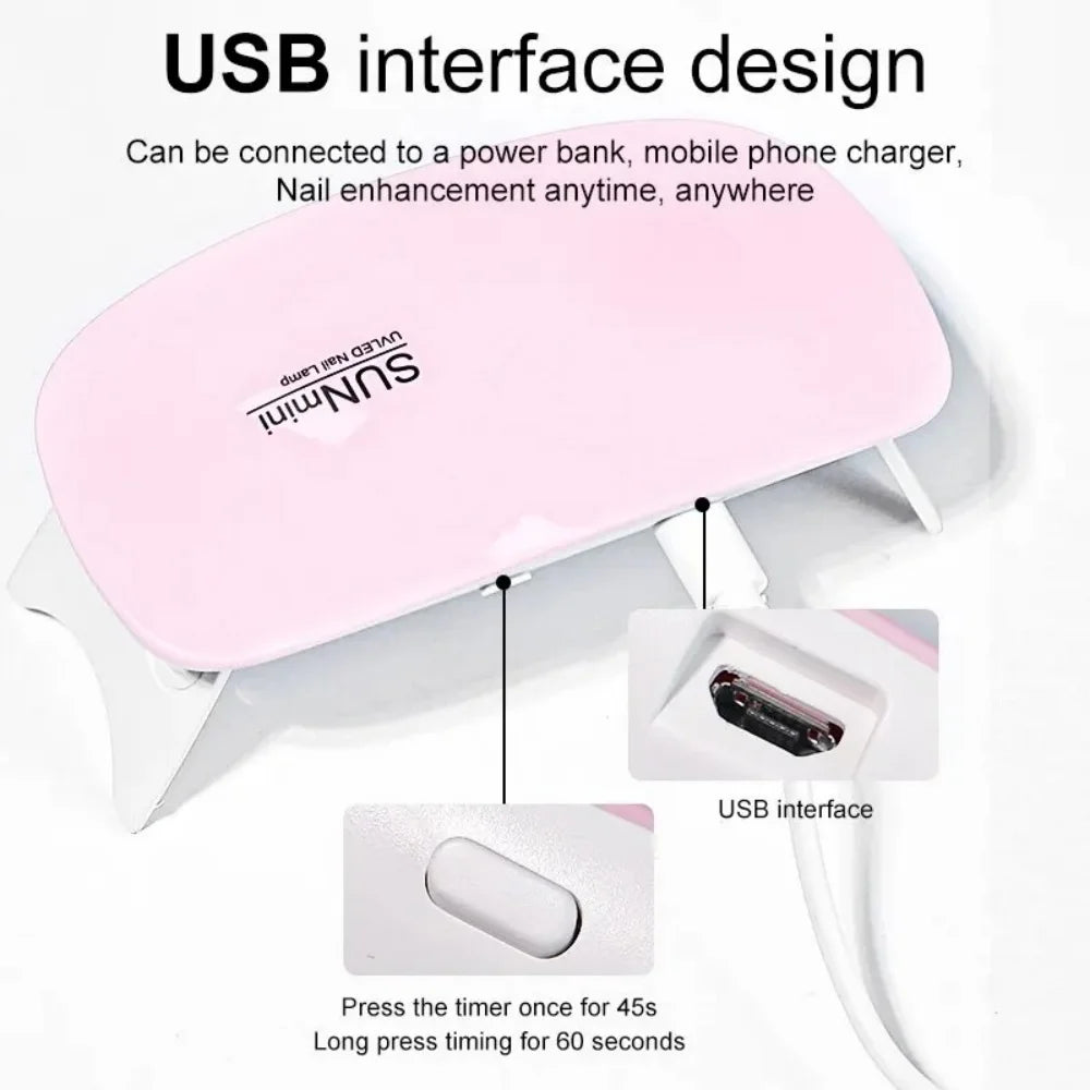 Foldable Nail Lamp Portable Nail Dryer Lamp 6 LED&UV Manicure Machine