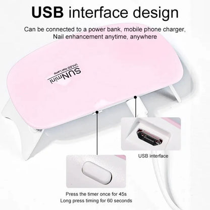 Foldable Nail Lamp Portable Nail Dryer Lamp 6 LED&UV Manicure Machine