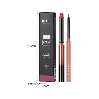 QIBEST 12 Colors Lip Makeup Nude Lipstick Pencil Waterproof Long