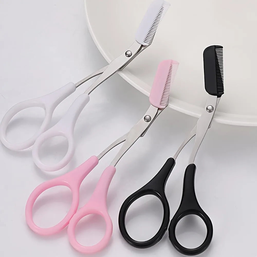Stainless Steel Eyebrow Trimming Pink/White/Black Scissors with