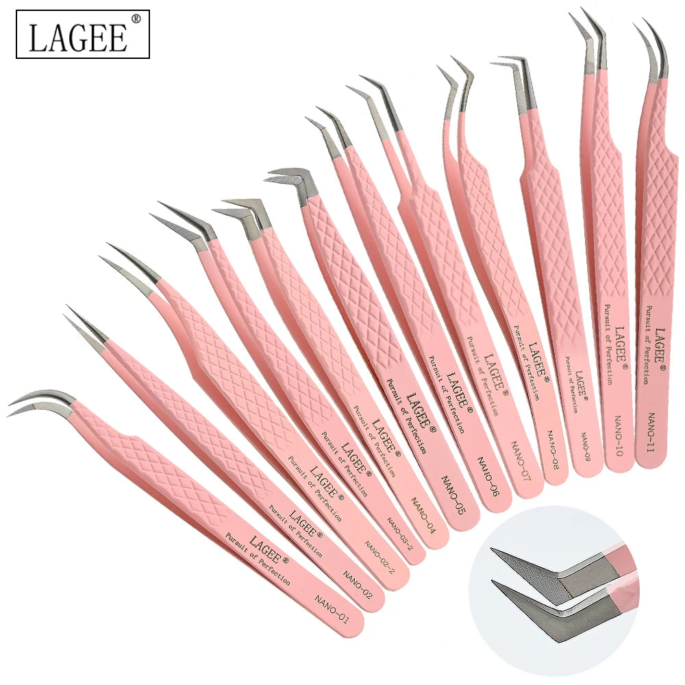 LAGEE Fiber Tip Eyelash Extension Tweezer Volume Isolation Precise