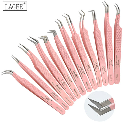 LAGEE Fiber Tip Eyelash Extension Tweezer Volume Isolation Precise