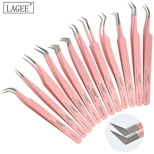 LAGEE Fiber Tip Eyelash Extension Tweezer Volume Isolation Precise
