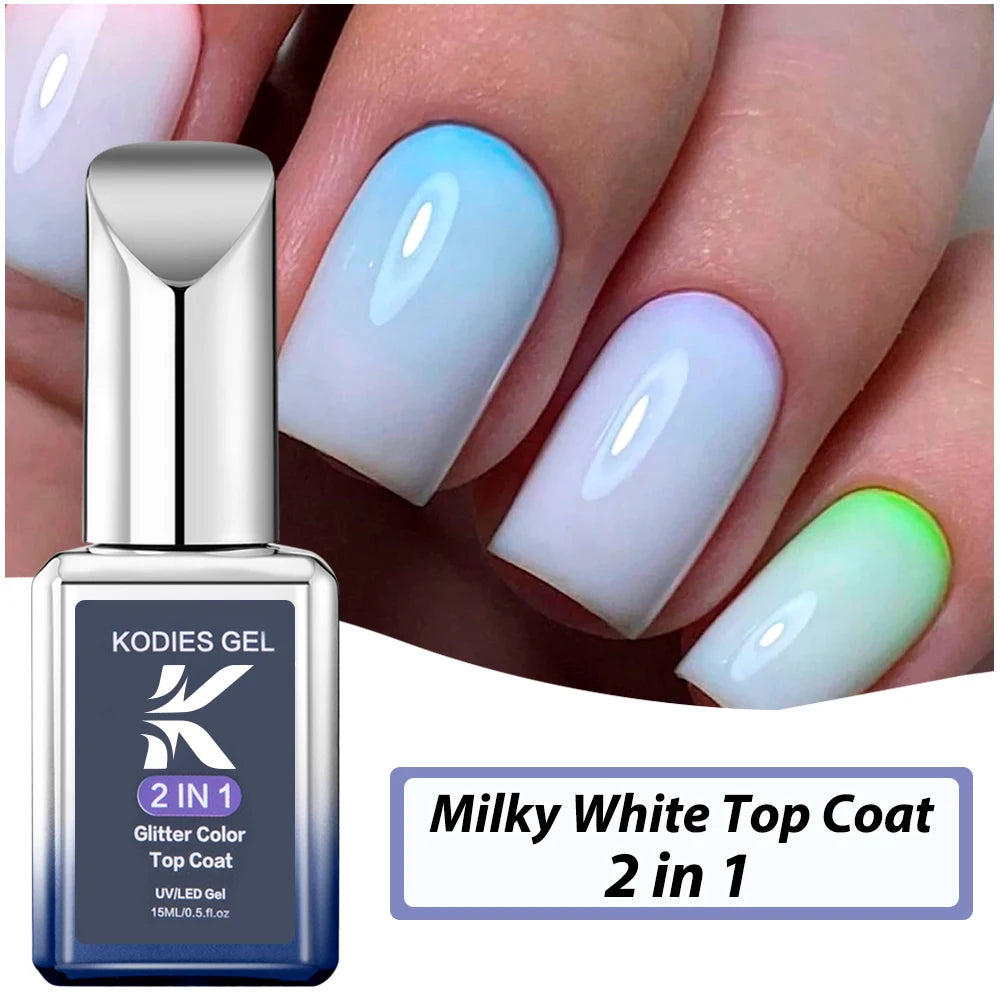 KODIES GEL Milky White Top Coat UV Gel Nail Polish 15ML Vernis Semi