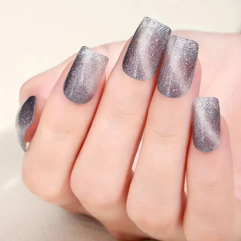 8 Sheets Nail Full Wrap Stickers Pink Nail Glitter Self-Adhesive Gel