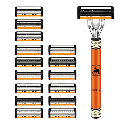 6-layer razor blade, men's stainless steel blade, classic water washed