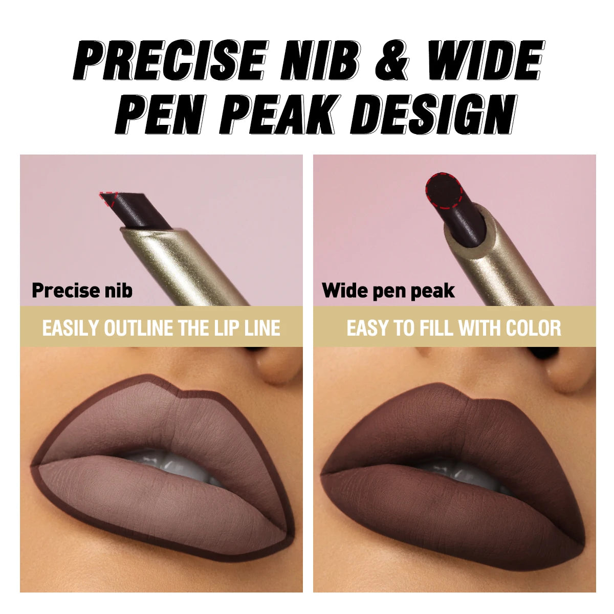 Matte 6-colors Lip Liner Pencil Bevel Design Nib Lip Contour Lipstick