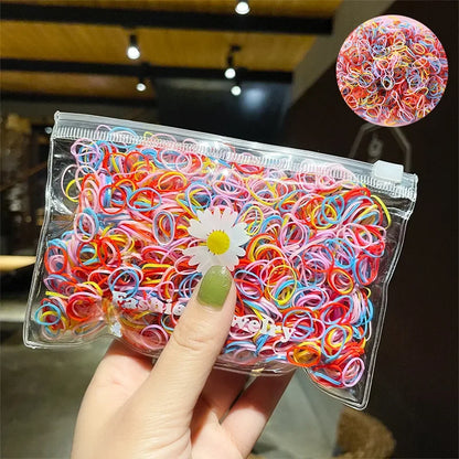 1000Pcs/Pack Colorful Small Disposable Elastic Hair Bands Scrunchie Girls Rubber Band Ponytail Holder Hair Accessories Hair Ties
