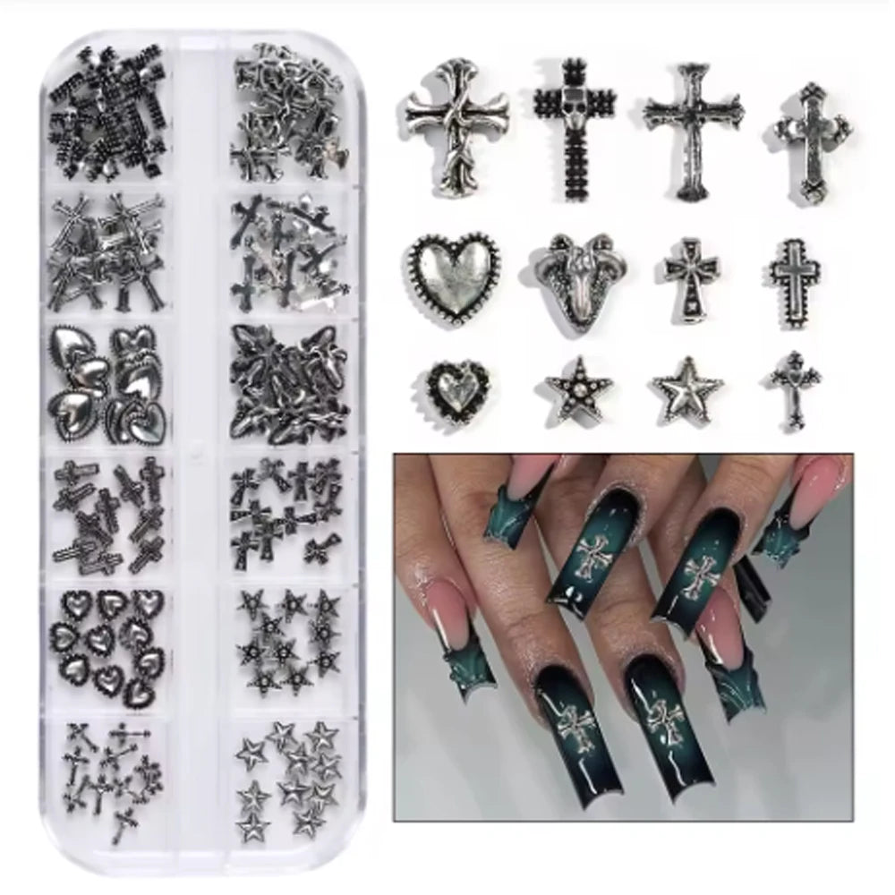 120 pcs / 1 box European American dark vintage style cross nail art