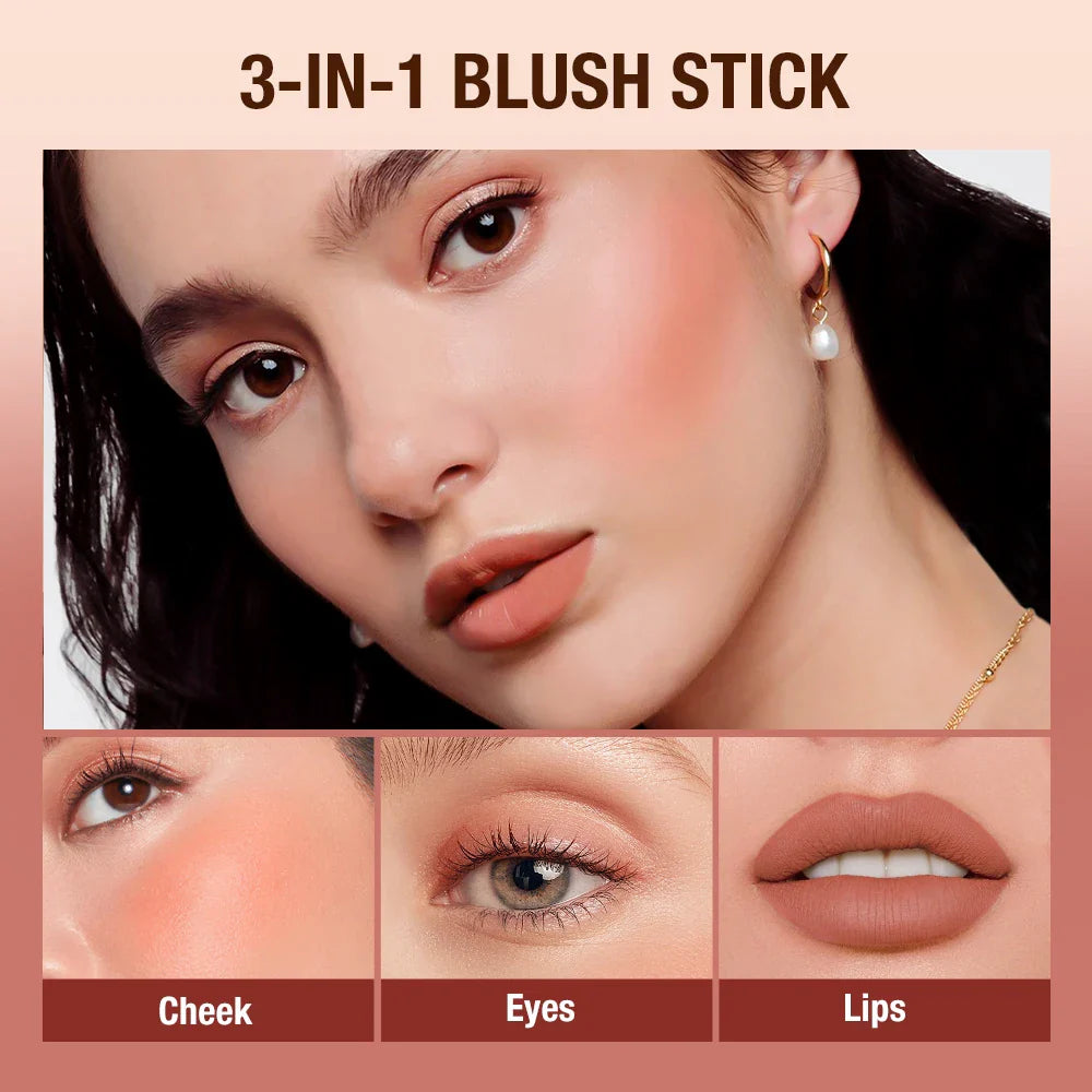 O.TWO.O Lipstick Blush Stick 3-in-1 Eyes Cheek and Lip Tint Buildable Waterproof