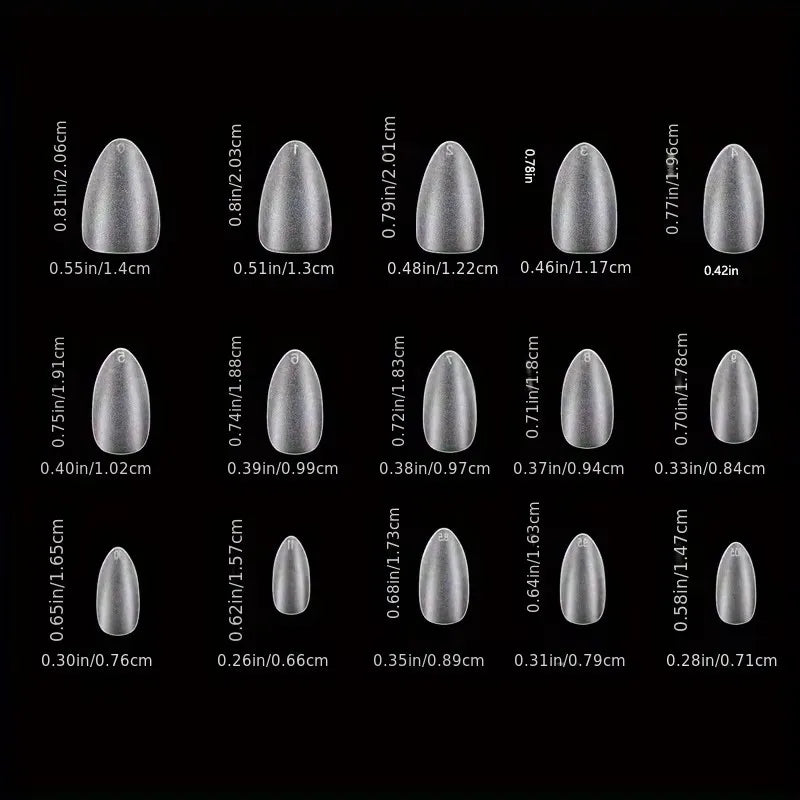 Box of 330 Short Almond Nail Tips - Upgraded Matte Gel Nail Stickers,