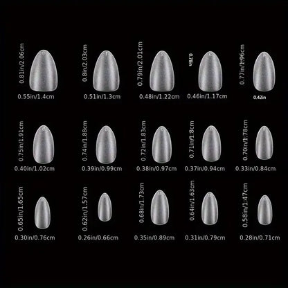 Box of 330 Short Almond Nail Tips - Upgraded Matte Gel Nail Stickers,