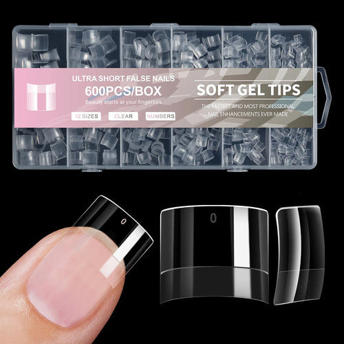 600pcs/Boxed Ultra Short French False Press On Acrylic Nails Tips