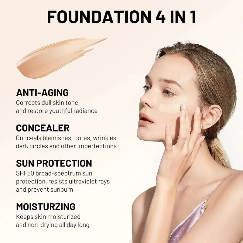 4 in 1 Foundation Liquid Hydrating Medium Full Coverage Concealer SPF