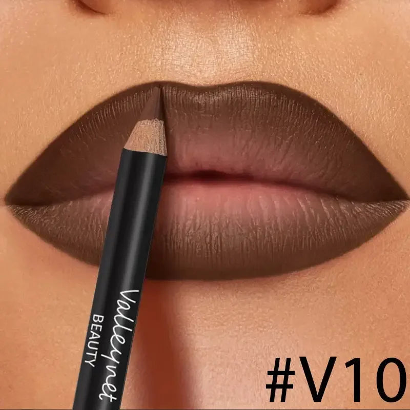 4pcs Dark Brown Lip Kit - Lip Liner + Lip Glaze, Waterproof &