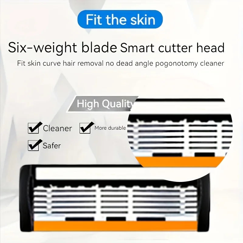 6-layer razor blade, men's stainless steel blade, classic water washed