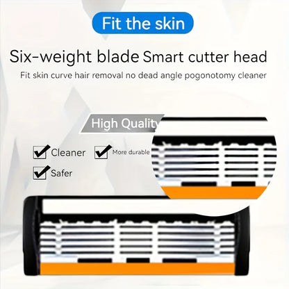 6-layer razor blade, men's stainless steel blade, classic water washed