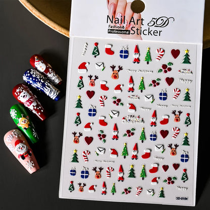 Winter Christmas Atmosphere Nail Stickers Snowman Snowflake Wapiti