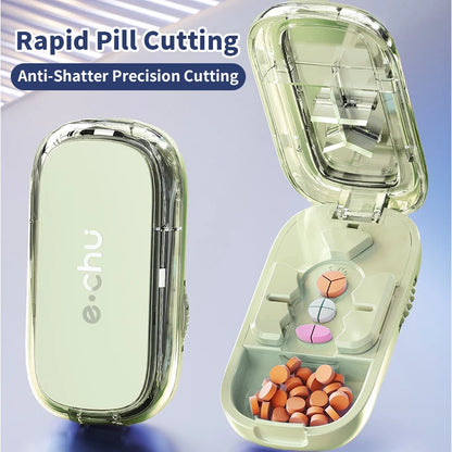 1/2 and 1/3 Adjustable Pill Cutter Storage Box Portable Drug Tablet
