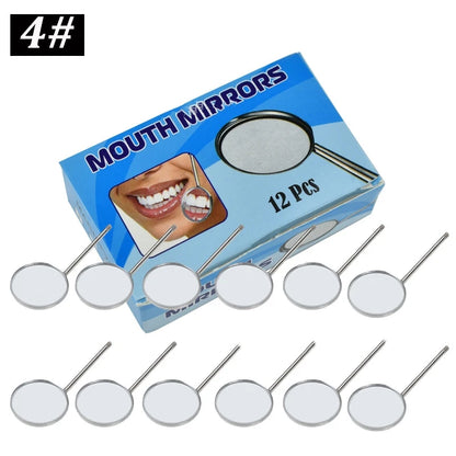12Pcs/box Dental Mouth Mirror Head Stainless Steel Cone Socket