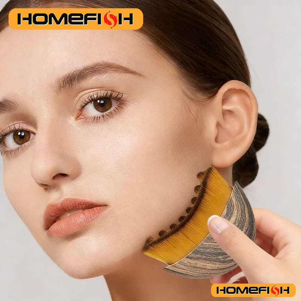 Contour shaping facial brush, with ergonomic mermaid line design,