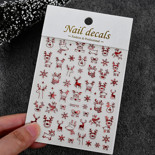 Winter Christmas Atmosphere Nail Stickers Snowman Snowflake Wapiti