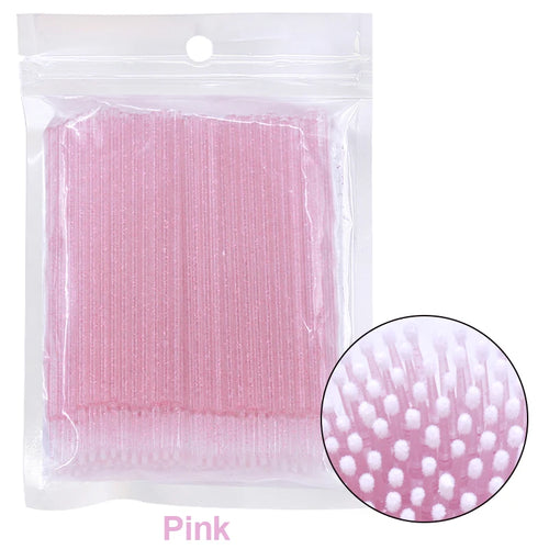 100Pcs Eyelash Cleaning Brush Lash Extension Micro Cotton Swab