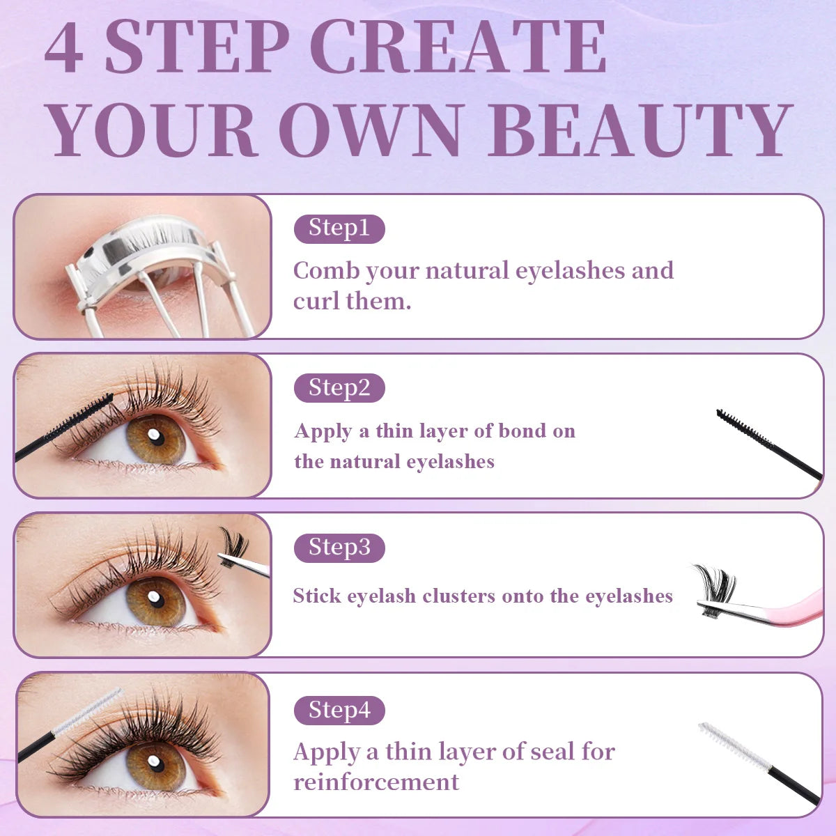 ISEEN DIY Lash Extension Mix Styles Lash Clusters Individual with