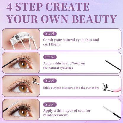 ISEEN DIY Lash Extension Mix Styles Lash Clusters Individual with