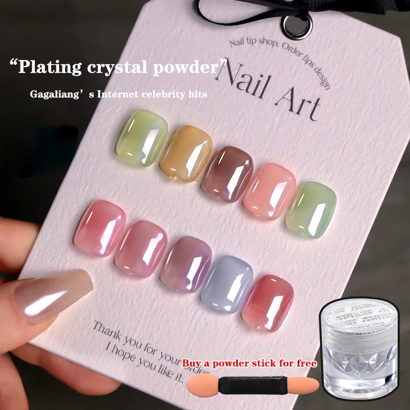 Aurora Pearl White Nails Glitter Dust Chrome Moonlight White Rubbing