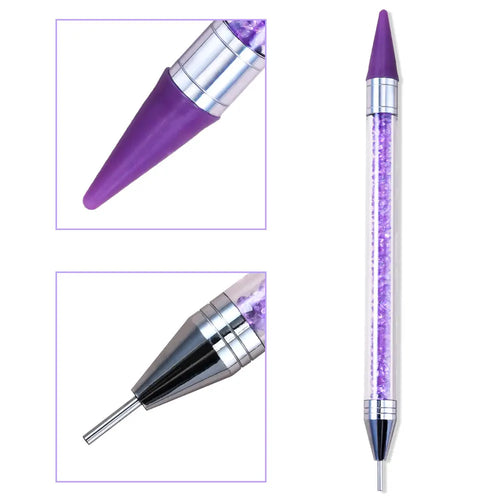 1Pcs Double Head Nail Art Dotting Pen Picking Up Rhinestones Gems Wax