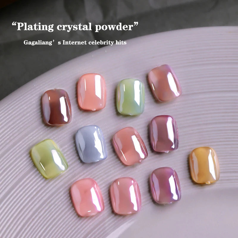 Aurora Pearl White Nails Glitter Dust Chrome Moonlight White Rubbing
