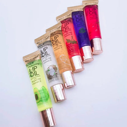 6Pcs Fruity Flavor Watery Glossy Lip Gloss Set Clear Lip Gel Hydrating