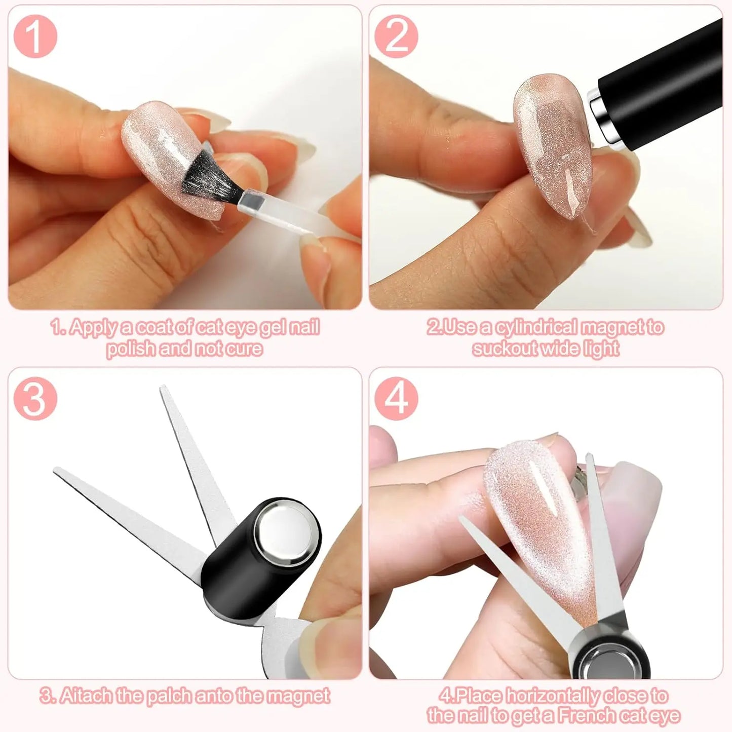 2 in 1 Cat Eye Nail Magnet Set Scissor-shaped Nail Magnet Tool for