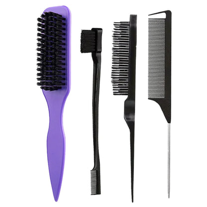 Boar Bristle Slick Back Hair Brush for Sleek Ponytail Bun & Smoothing