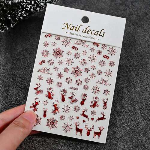 Winter Christmas Atmosphere Nail Stickers Snowman Snowflake Wapiti