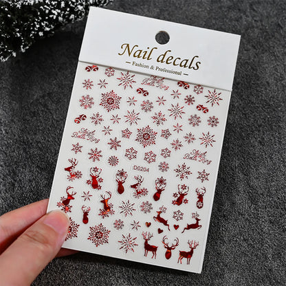 Winter Christmas Atmosphere Nail Stickers Snowman Snowflake Wapiti