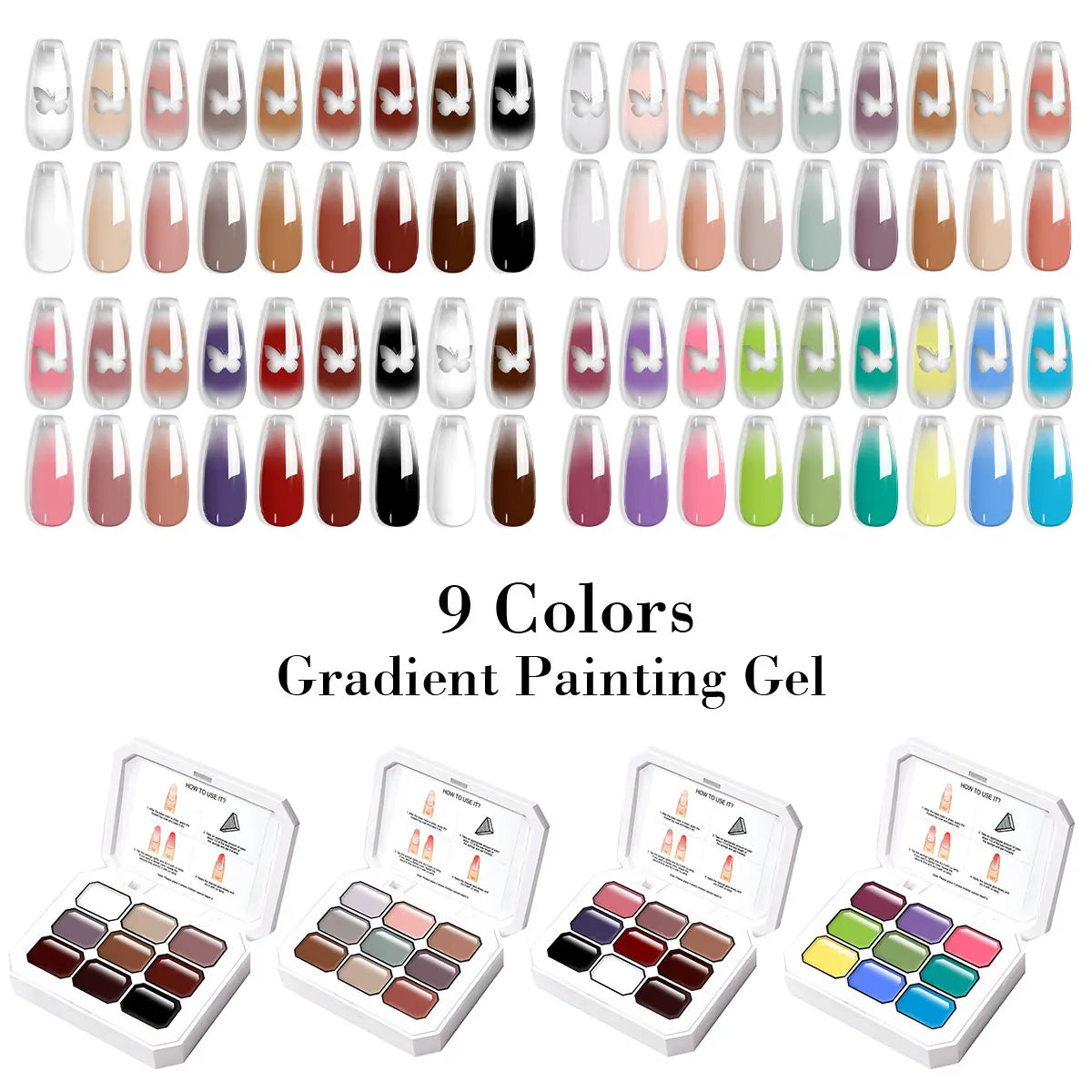 LIMEGIRL 9 Color Gradient Painting Gel Nail Art Gradient Color DIY