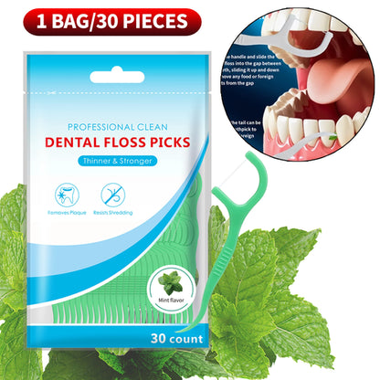 Smooth Mint Floss Stick - Cleaning interdental care for oral health,